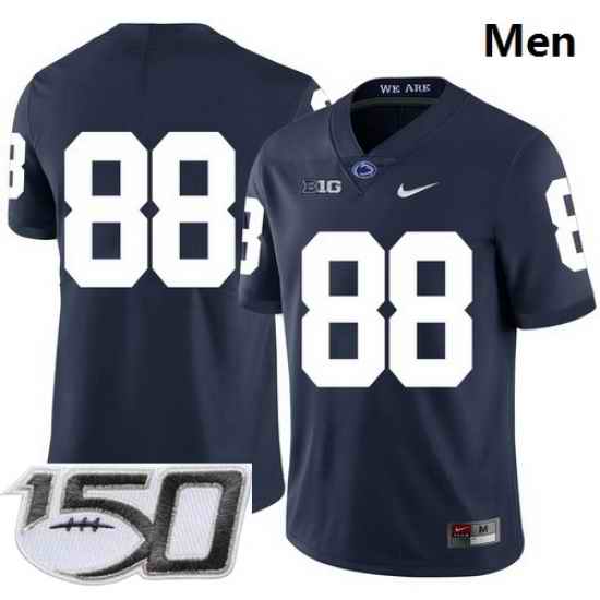 Men Penn State Nittany Lions 88 Mike Gesicki Navy Nike College Football Stitched 150TH Patch Jersey II